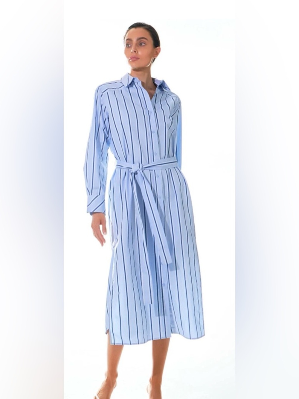 Grey Lab Striped Maxi Shirt Dress